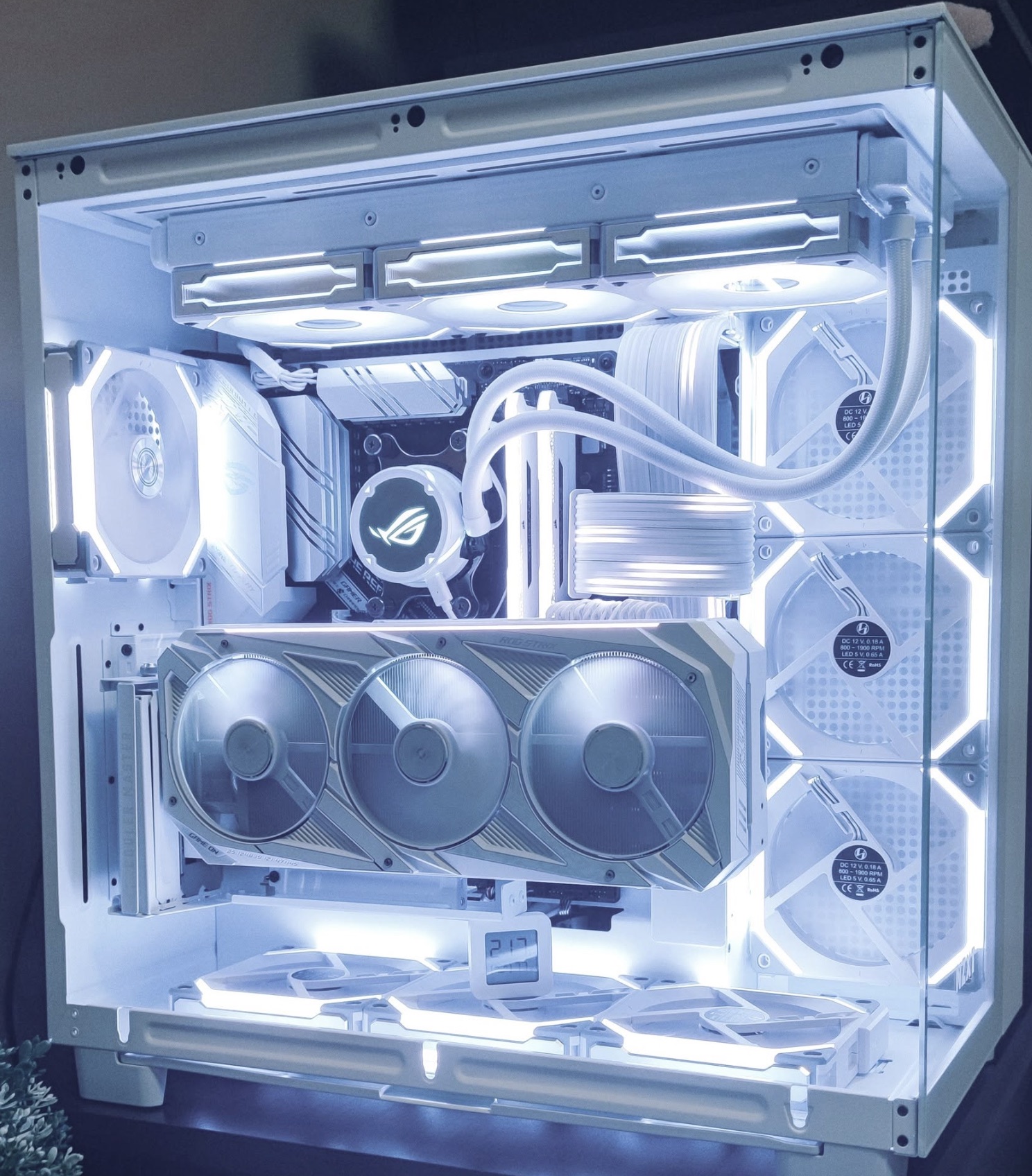 Close-up of white cables and components in a KCFPS build
